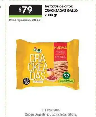 Jumbo Tostadas De Arroz Crackeadas Gallo x 100gr oferta