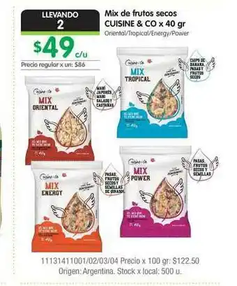 Jumbo Mix De Frutos Secos Cuisine & Co x 40gr oferta