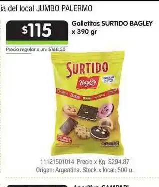 Jumbo Galletitas Surtido Bagley x 390 gr oferta
