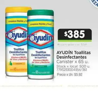 Jumbo Ayudín Toallitas Desinfectantes x 65u oferta