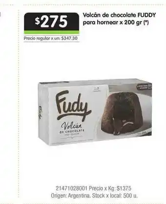 Jumbo Valcán De Chocolate Fuddy Para Hornear x 200gr oferta
