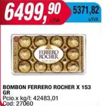 Maxiconsumo BOMBON FERRERO ROCHER X 153GR oferta