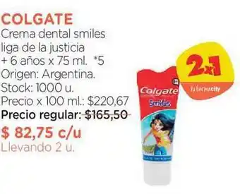 Farmacity Colgate Crema Dental Smiles Liga De La Justicia 75ml oferta