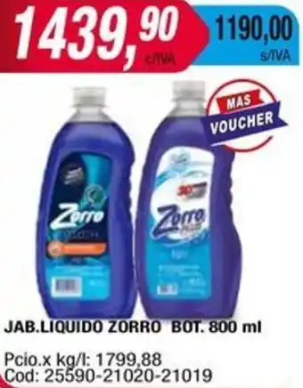 Maxiconsumo JAB.LIQUIDO ZORRO BOT. 800ml oferta