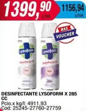 Maxiconsumo DESINFECTANTE LYSOFORM X 285cc oferta