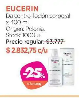 Farmacity Eucerin Da Control Loción Corporal x 400ml oferta