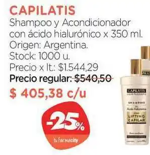 Farmacity Capilatis Shampoo Y Acondicionador Con ácido Hialurónico x 350ml oferta