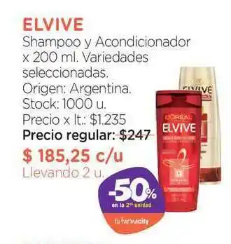Farmacity Elvive Shampoo Y Acondicioandor -50% En La 2da Unidad x 200ml oferta