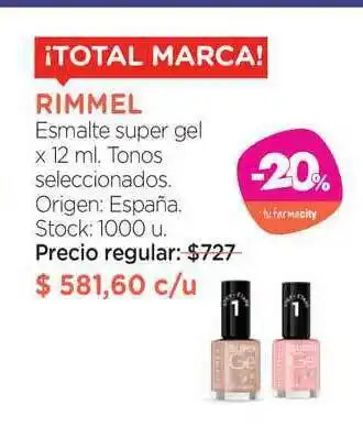 Farmacity Rimmel Esmalte Super Gel x 12ml oferta
