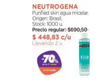 Farmacity Neutrogena Purified Skin Agua Micelar -70% En La 2da Unidad oferta