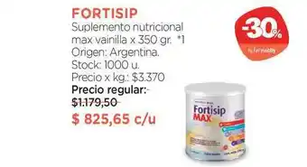 Farmacity Fortisip Suplemento Nutricional Max Vainilla x 350gr oferta