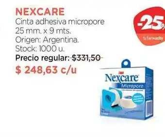 Farmacity Nexcare Cinta Adhesiva Micropore 25mm x 9mts oferta