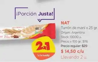 Farmacity Nat Turrón De Mani x 25gr oferta