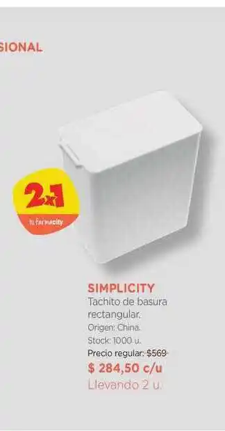 Farmacity Simplicity Tachito De Basura Rectangular oferta