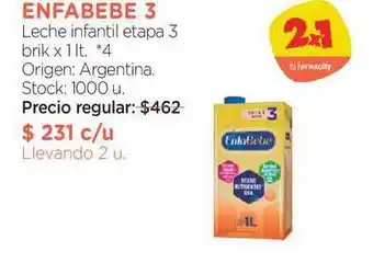 Farmacity Enfabebe 3 Leche Infantil Etapa 3 Brik x 1lt oferta
