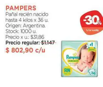 Farmacity Pampers Pañal Recién Nacido Hasta 4 Kilos oferta