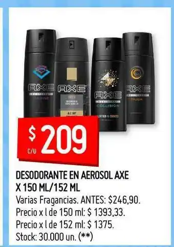 Changomas Desodorante En Aerosol Axe x 150ml oferta