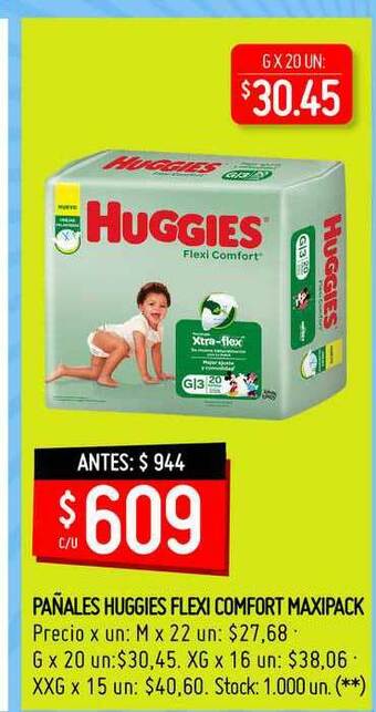 Changomas Pañales Huggies Flexi Comfort Maxipack oferta