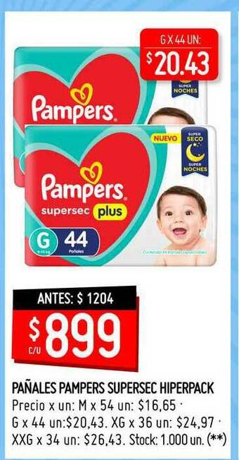 Changomas Pañales Pampers Supersec Hiperpack oferta