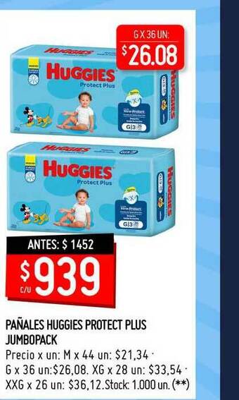 Changomas Pañales Huggies Protect Plus Jumbopack oferta