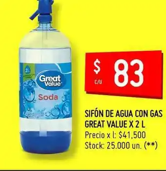Changomas Sifón De Agua Con Gas Great Value x 2l oferta