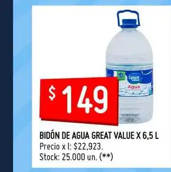 Changomas Bidón De Agua Great Value x 6,5l oferta
