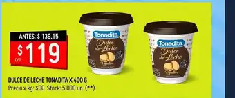 Changomas Dulce De Leche Tonadita 400grs oferta