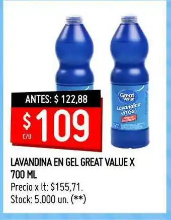 Changomas Lavandina En Gel Great Value 700ml oferta