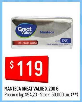 Changomas Manteca Great Value x 200g oferta