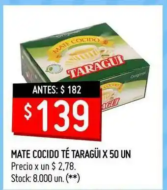 Changomas Mate Cocido Té Taragüi x 50un oferta