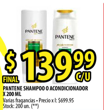 Punto Mayorista Pantene Shampoo O Acondicionador x 200ml oferta