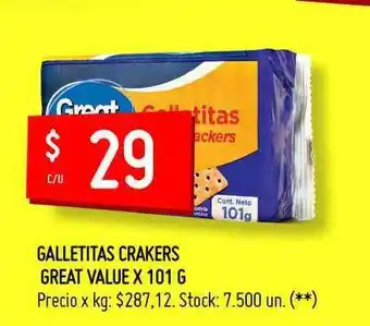 Changomas Galletitas Crakers Great Value x 101g oferta