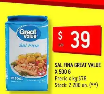 Changomas Sal Fina Great Value x 500g oferta
