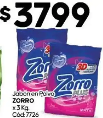 Diarco Jabon en Polvo ZORRO x 3kg oferta