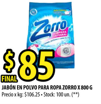 Punto Mayorista Zorro Jabón En Polvo para Ropa x 800g oferta