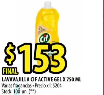 Punto Mayorista Cif Active Gel Lavavajillas x 750ml oferta