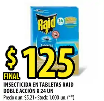 Punto Mayorista Raid Doble Acción Insecticida en Tabletas x 24un oferta