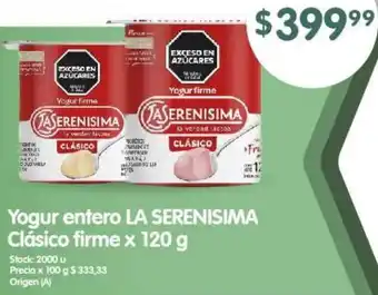 Supermercados Buenos Días Yogur entero LA SERENISIMA Clásico firme x 120g oferta