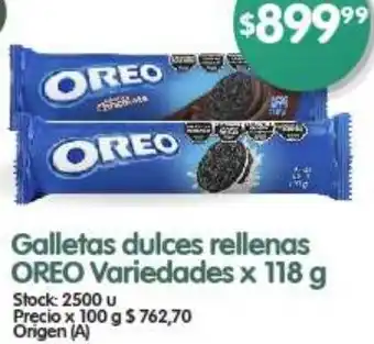 Supermercados Buenos Días Galletas dulces rellenas OREO Variedades x 118g oferta