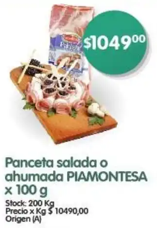 Supermercados Buenos Días Panceta salada o ahumada PIAMONTESA x 100g oferta