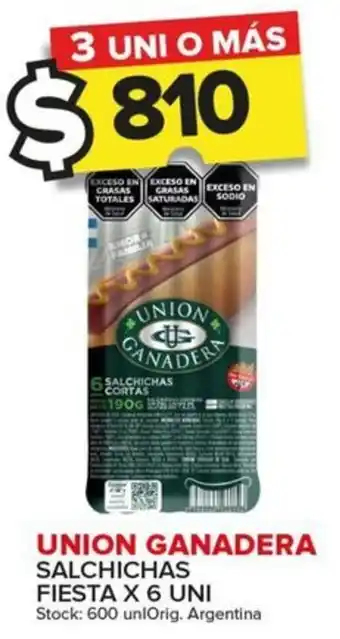 Carrefour Maxi UNION GANADERA SALCHICHAS FIESTA X 6 UNI oferta