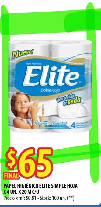 Punto Mayorista Elite Simple Hoja Papel Higiénico x 4un x 20m c/u oferta
