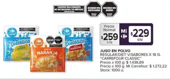 Carrefour Maxi JUGO EN POLVO REGULAR/DIET V/SABORES X 18G oferta