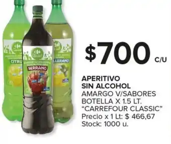 Carrefour Maxi APERITIVO SIN ALCOHOL AMARGO V/SABORES BOTELLA X 1.5LT oferta