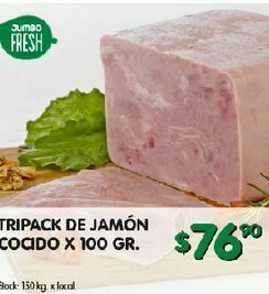 Jumbo Tripack de jamon cocido 100 gr oferta