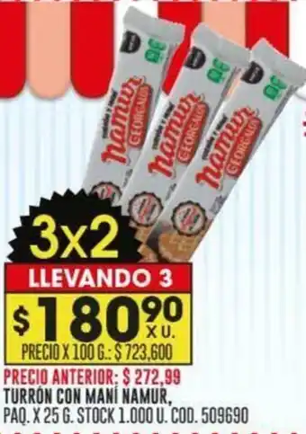 Coto TURRÓN CON MANÍ NAMUR PAQ X 25G oferta