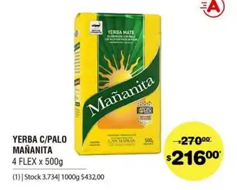 Atomo Conviene Mañanita Yerba C/Palo 4 flex x 500g oferta