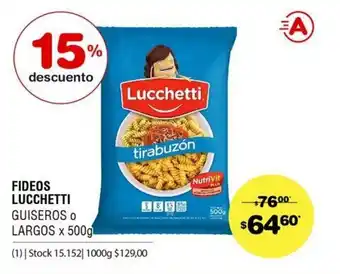 Atomo Conviene Lucchetti Fideos Guiseros o Largos x 500g oferta