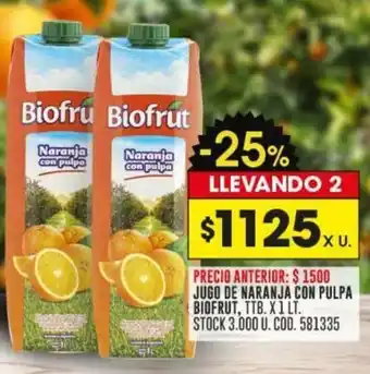 Coto JUGO DE NARANJA CON PULPA BIOFRUT TTB. X1LT oferta