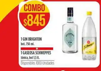 Supermercados Vea 1 Gin Brighton 1 Gaseosa Schweppes 750ml oferta